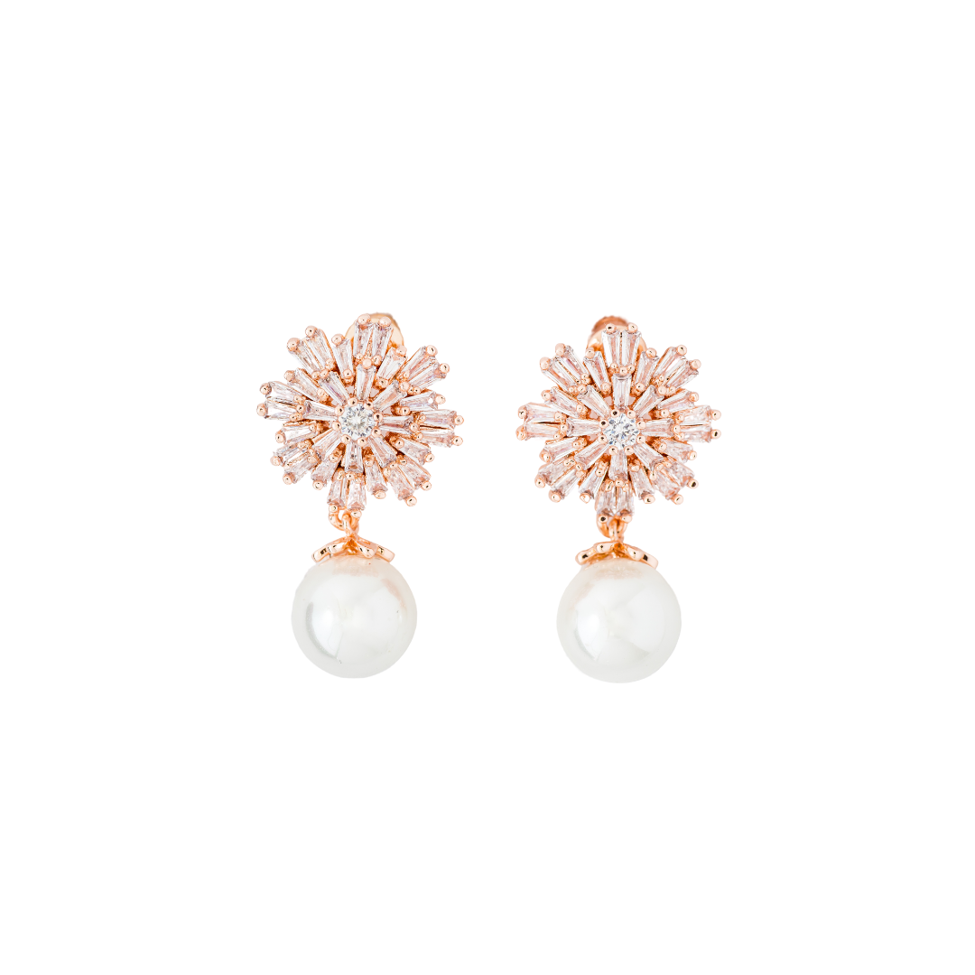 TARABAI - 18K ROSE GOLD CRYSTAL PEARL DROP